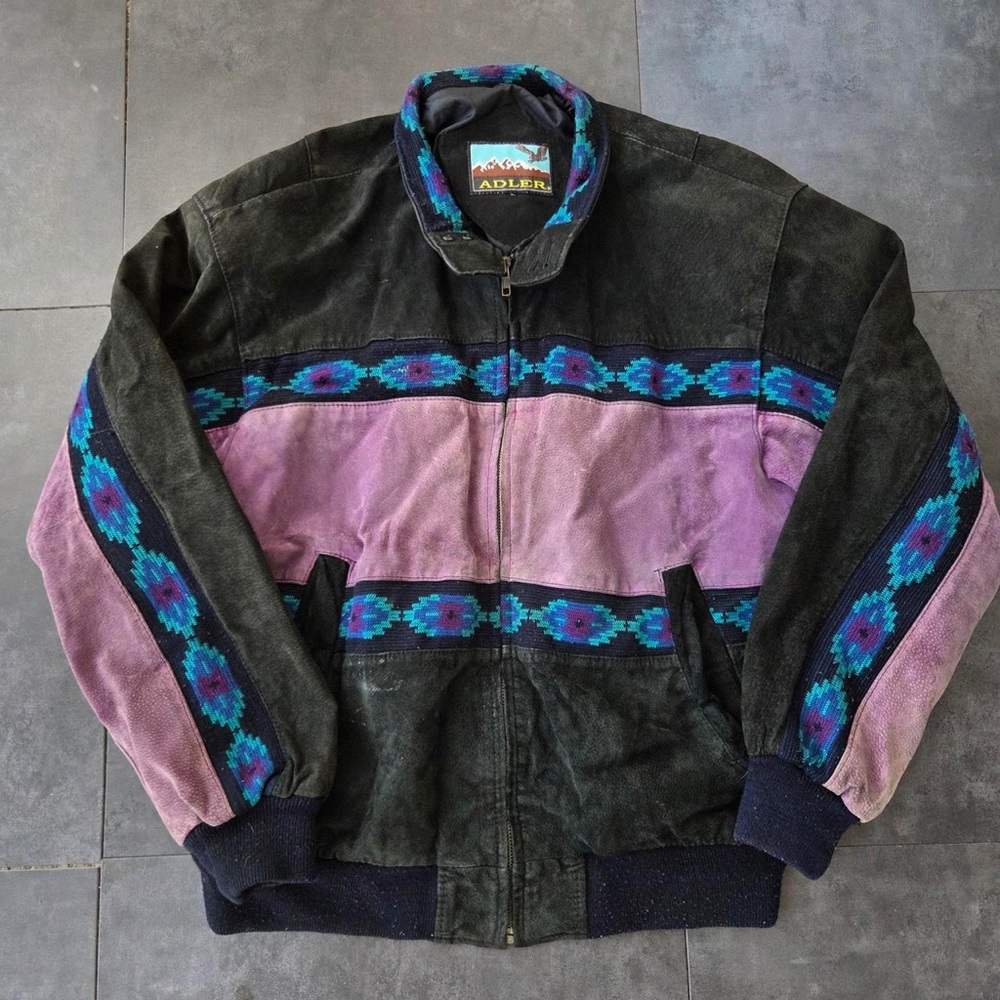 Adler Men's Black and Purple Bomber Jacket